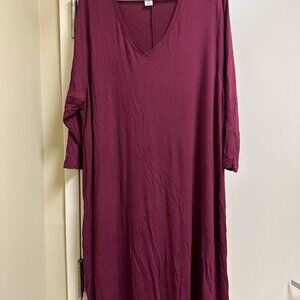 S73 - Style & Co Swing Dress Maroon 3 4 Sleeves 3x 22 24